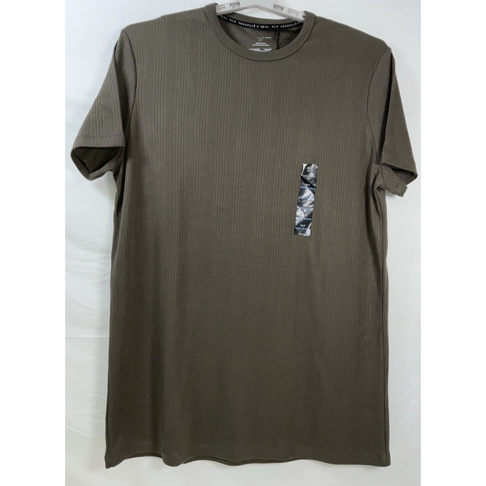 NWT Men's Shaquille O'Neal XLG Big & Tall Short Sleeve‎ Ribbed T-Shirt Olive XLT